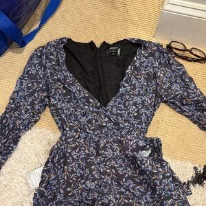 Bardot Blue Floral Long Sleeve Dress